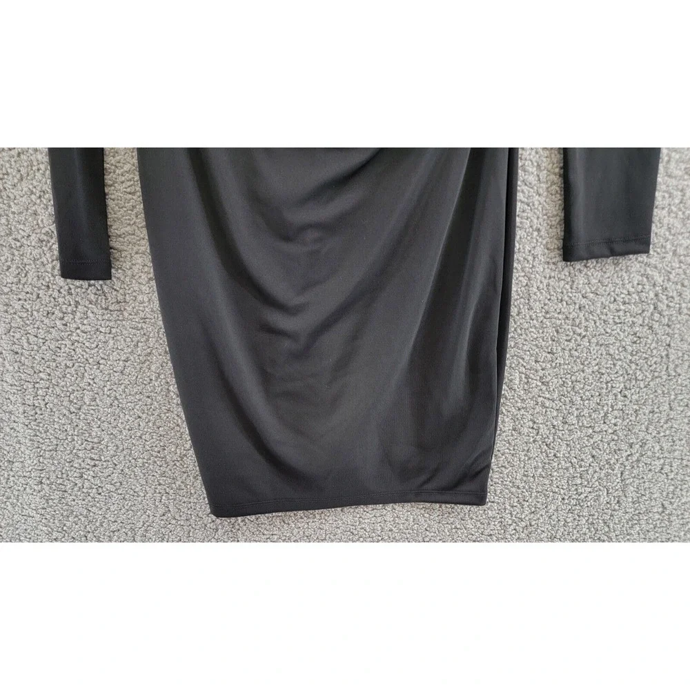 Lauren Ralph Lauren Pleated Stretch Jersey Cocktail Dress Women's 2 Black Zipped - Picture 4 of 15